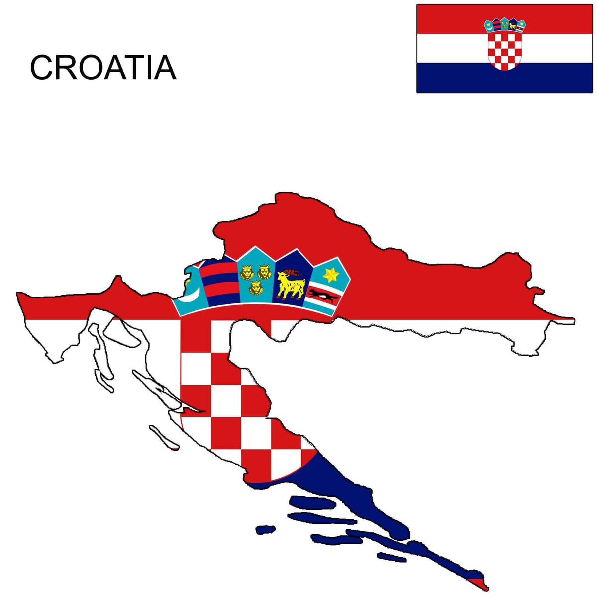 horvátország térkép, zászló