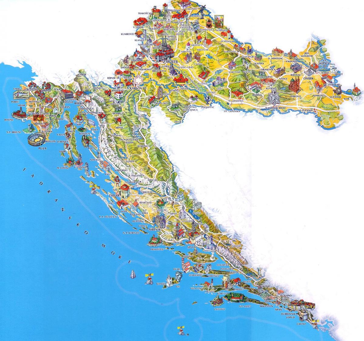 horvátország látnivalók térkép