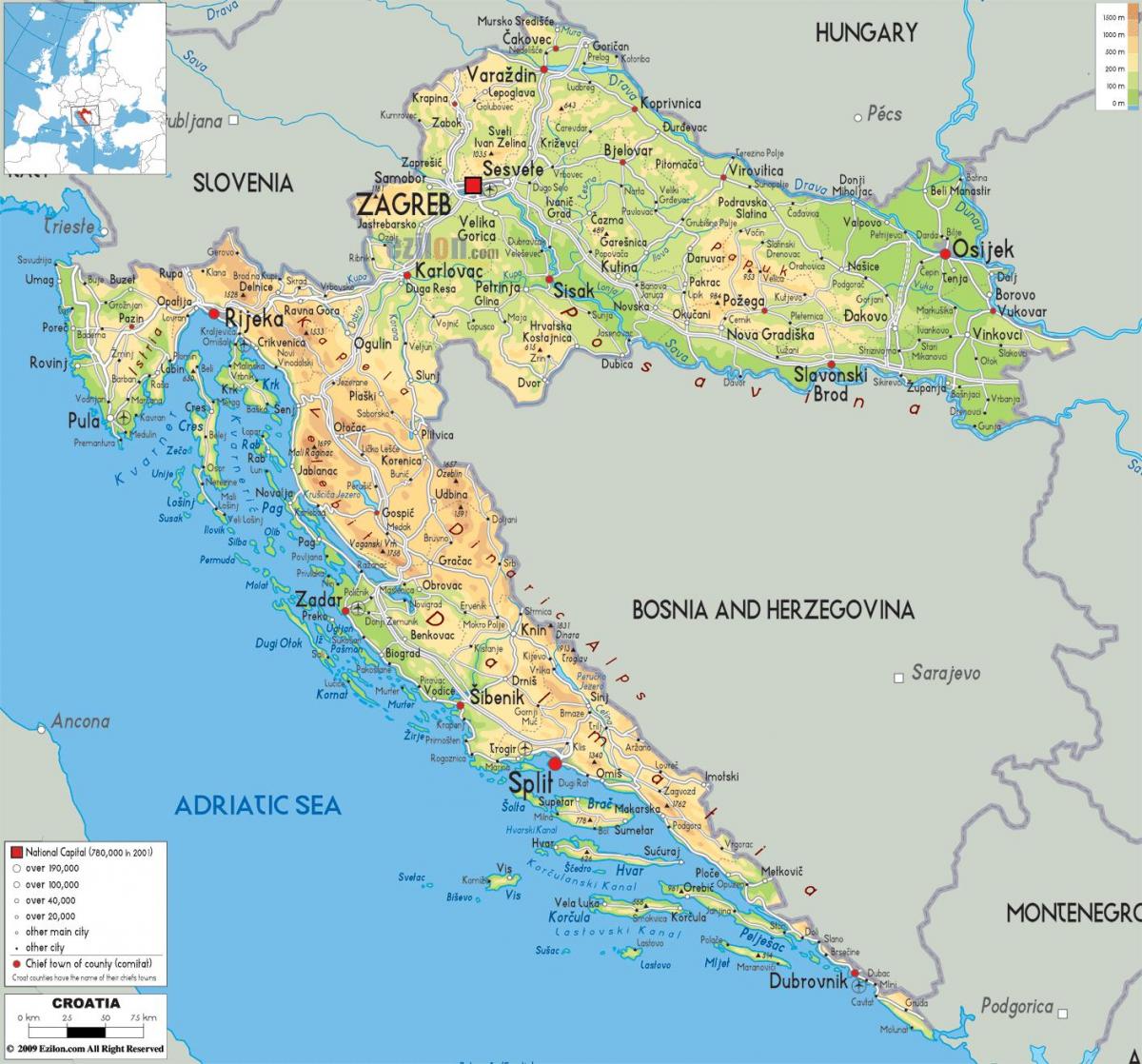 horvátország térkép