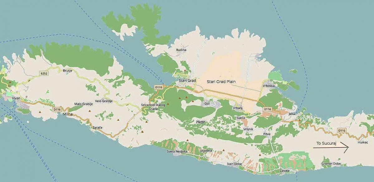 térkép hvar-sziget horvátország