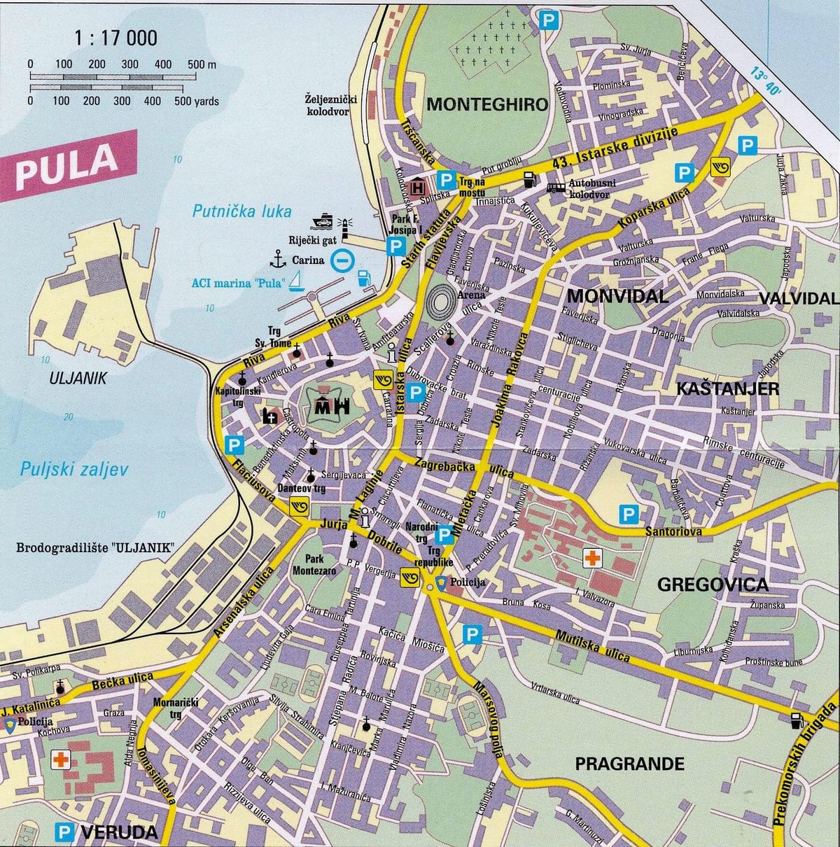 turista térkép pula horvátország