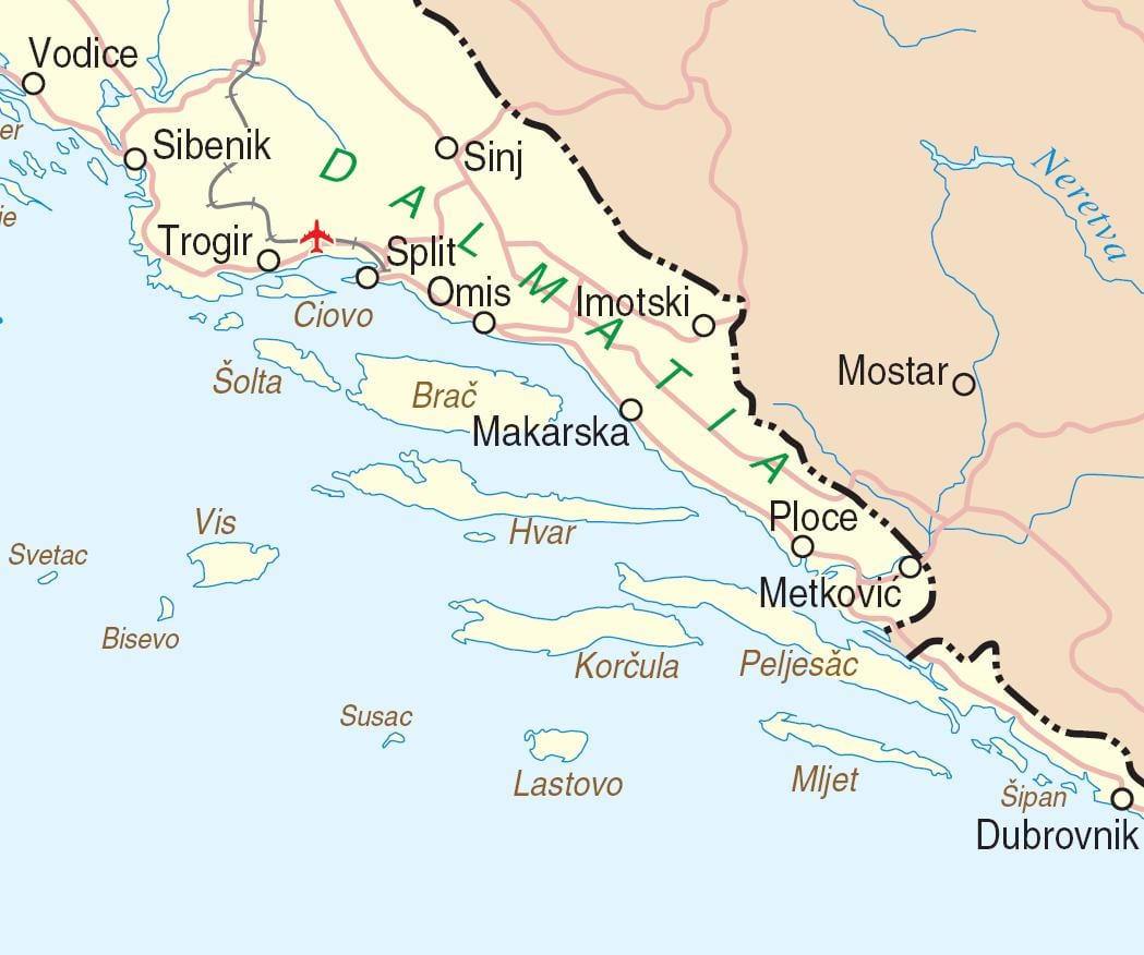 térkép dél-horvátország