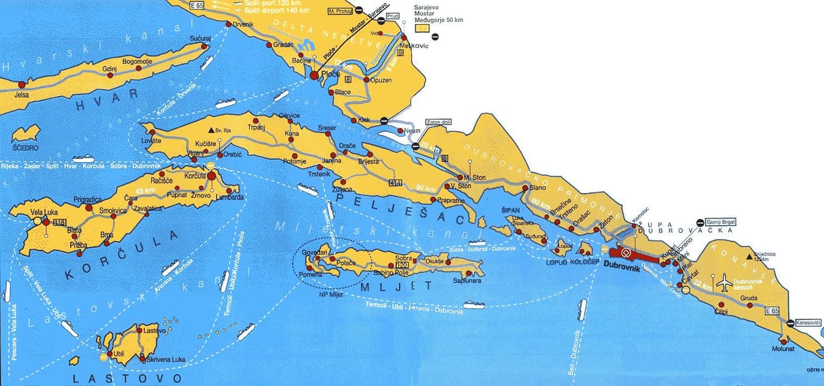 horvátország térkép dubrovnik terület