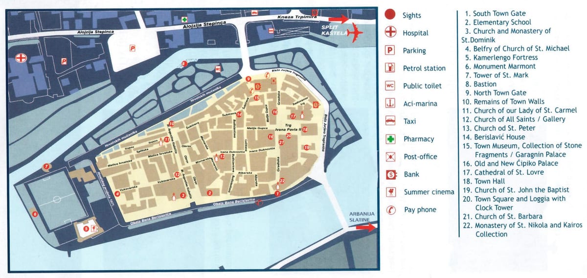 horvátország, trogir térkép