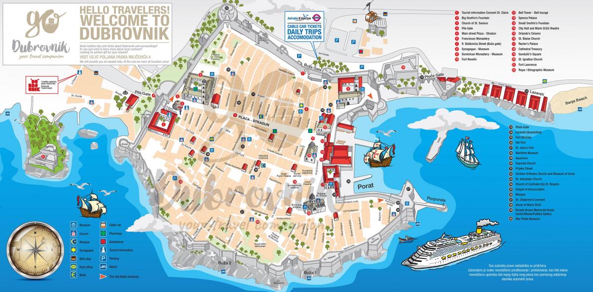 térkép old town dubrovnik horvátország