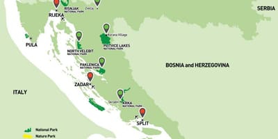 Térkép horvát nemzeti parkok 