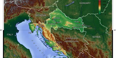 Horvátország földrajzi térkép
