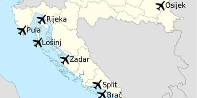 Térkép horvátország mutatja repülőterek