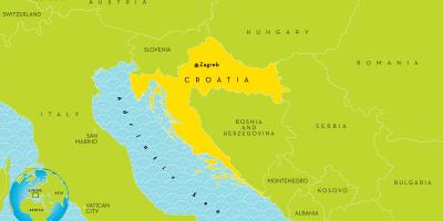 Térkép horvátország, valamint a környező területeken